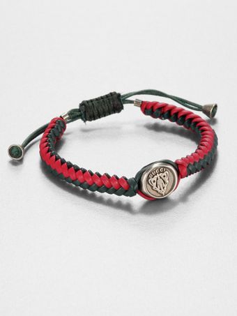 Gucci Woven Leather Bracelet - Lyst