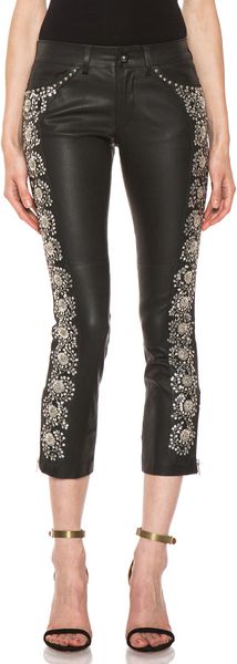 Isabel Marant Dobra Embroidered Leather Pant  - Lyst