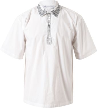 James Long Embroidered Collar Cotton Shirt - Lyst