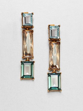 Oscar de la Renta Tricolor Faceted Drop Earrings - Lyst