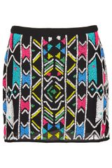 Topshop Aztec Embellished Mini Skirt