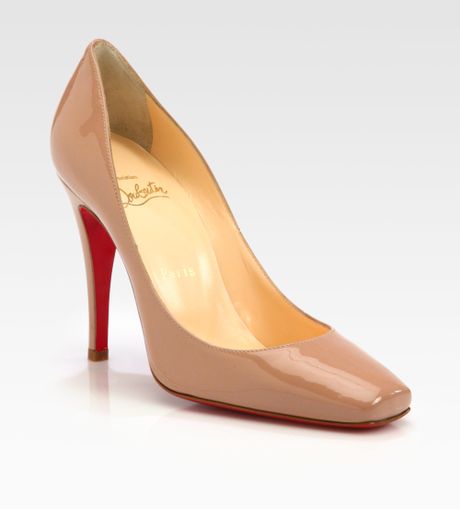 christian louboutin nude patent pumps