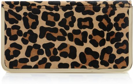 dune leopard clutch bag