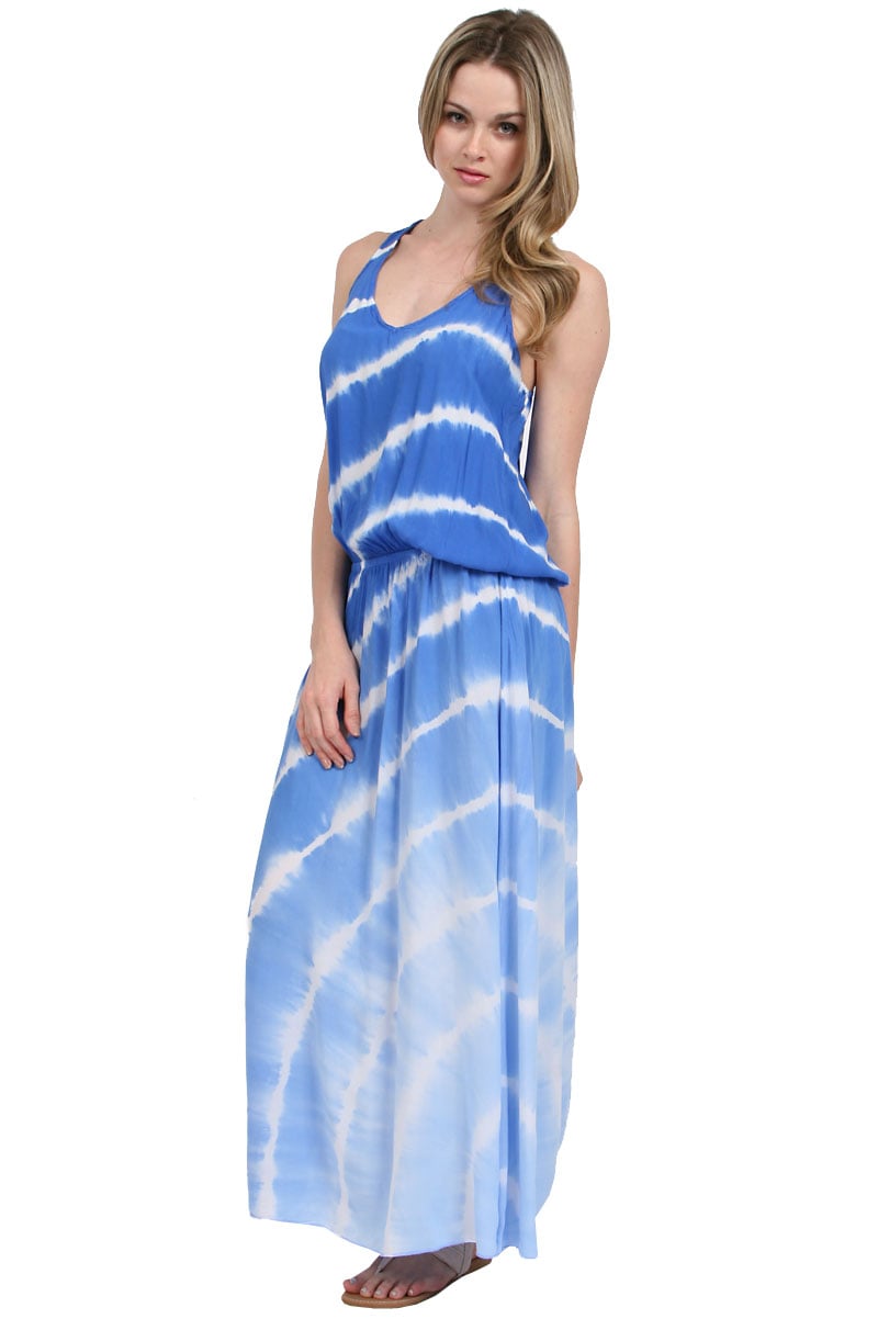 Hard Tail Cross Back Maxi Dress In Blue (blue Ombre) 