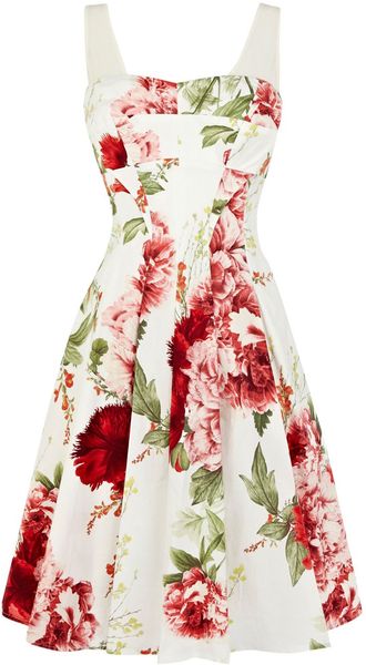 Karen Millen Floral Print On Cotton Prom Dress - Lyst