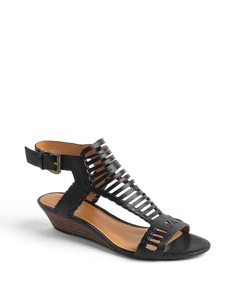 Nine West Villency Strappy Wedge Sandals In Black Black Leather Lyst