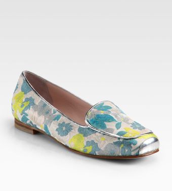 Opening Ceremony Floral Jacquard Metallic Leather Smoking Slippers - Lyst