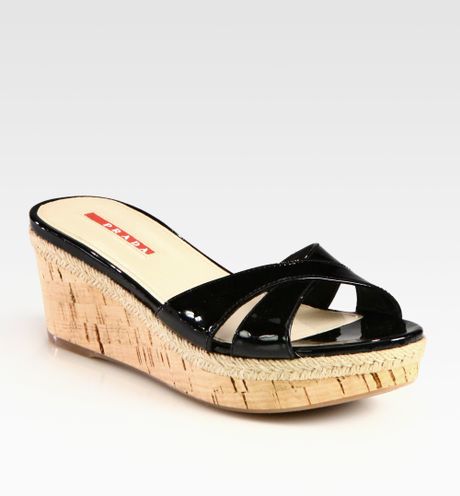 patent leather cork wedges