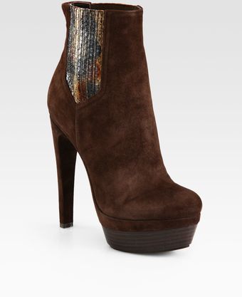 Rachel Zoe Audrey Suede and Snakeskin Platform Ankle Boots - Lyst
