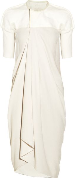 Rick Owens Athena Leather Trimmed Cottoncanvas and Silk Crepe Coat - Lyst