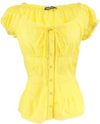 Roberto Cavalli Yellow Crochet Top - Lyst