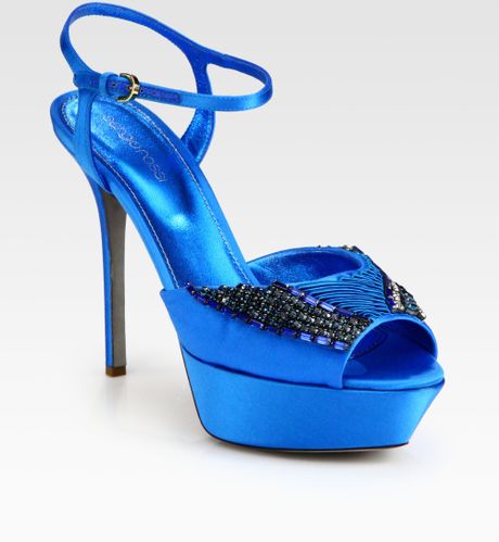 sergio rossi embellished sandals satin platform