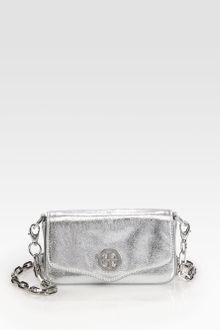 Tory Burch Foldover Metallic Leather Mini Bag - Lyst