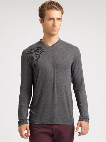 Versace Jersey V-Neck Tee - Lyst