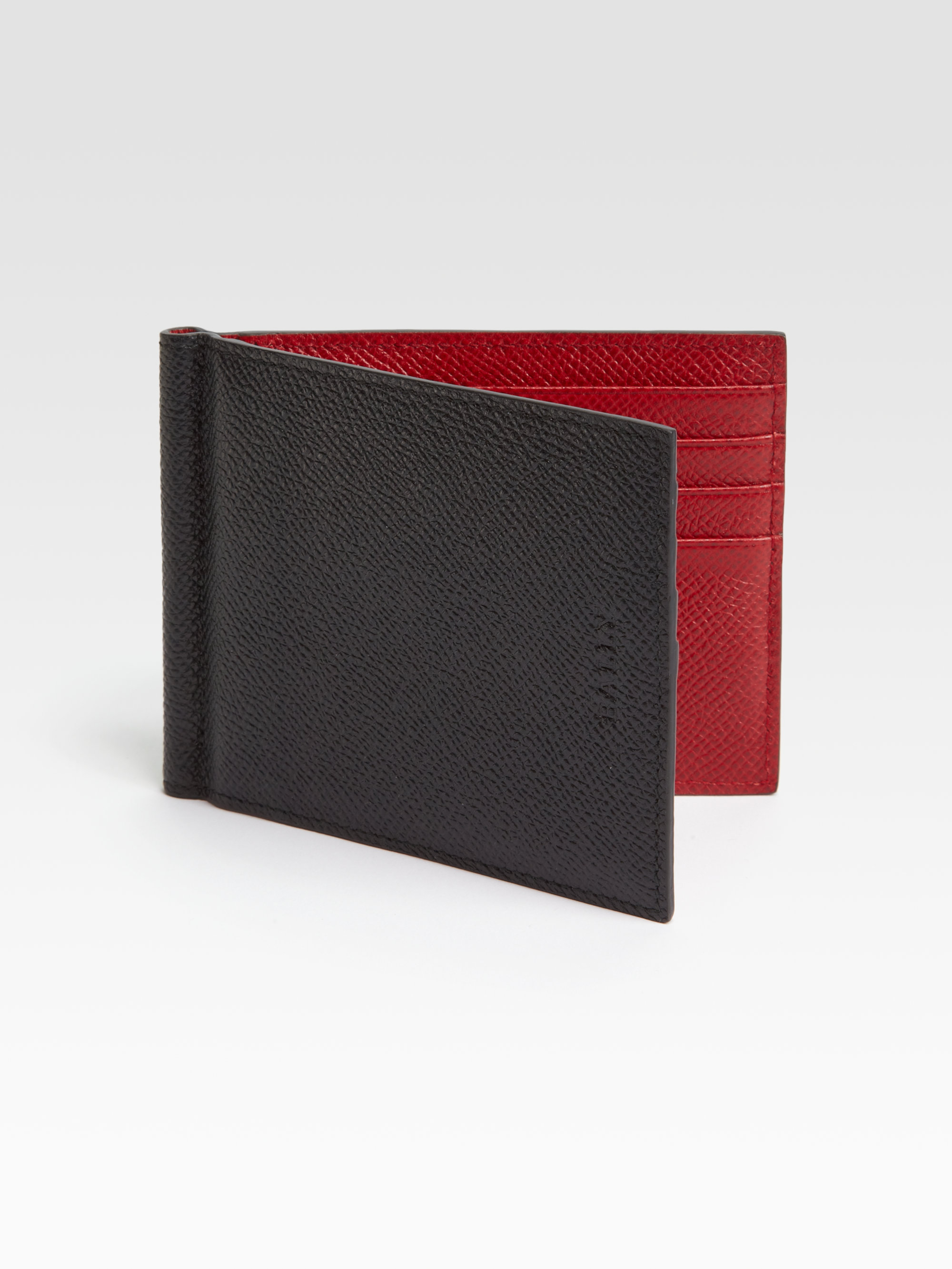 Bally Leather Money Clip Wallet in Black for Men (black-red) | Lyst