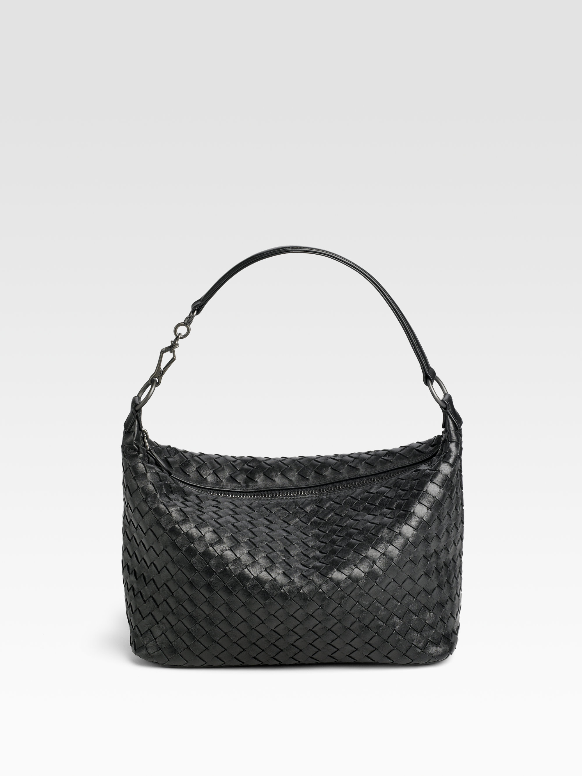 Bottega Veneta Woven Leather Small Shoulder Bag in Black | Lyst