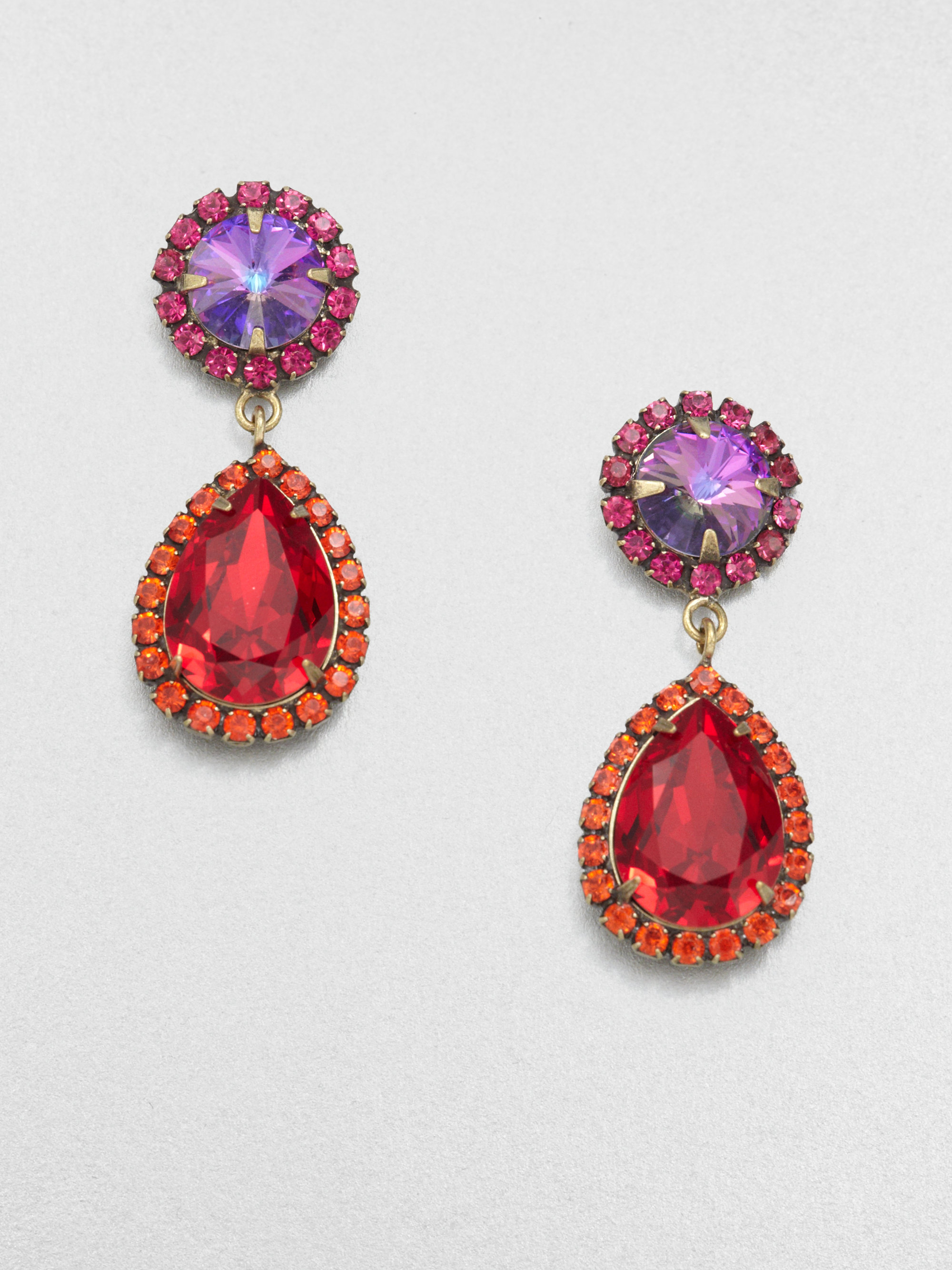 Dannijo Tinted Swarovski Crystal Drop Earrings in Multicolor (red multi) Lyst