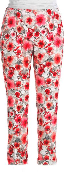 Elie Tahari Inga Floral Print Cuffed Pants - Lyst