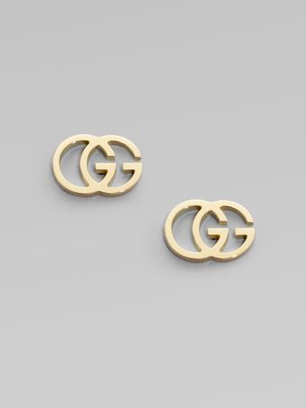 Gucci 18k Yellow Gold Double G Earrings - Lyst