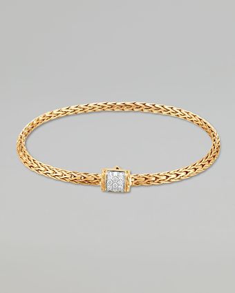 John Hardy Classic 18k Mini Pave Diamond clasp Bracelet - Lyst