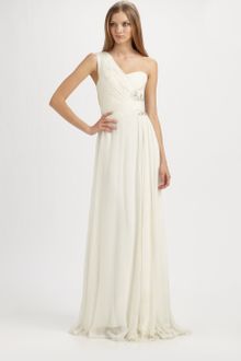 Notte By Marchesa Asymmetrical Silk Gown - Lyst