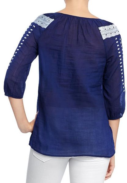 Old Navy Embroidered Gauze Blouses in Blue (goodnight nora) | Lyst