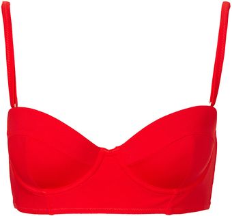 Topshop Red Longline Bikini Top - Lyst