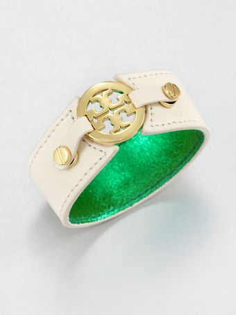 Tory Burch Logo Skinny Doublesnap Cuff Bracelet - Lyst
