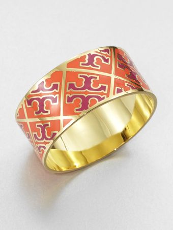 Tory Burch Enamel Logo Pattern Cuff Bracelet - Lyst