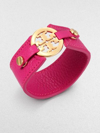 Tory Burch Logo Snap Leather Bracelet - Lyst