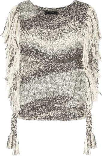 Isabel Marant Agora Fringed Silk and Linenblend Poncho Sweater - Lyst