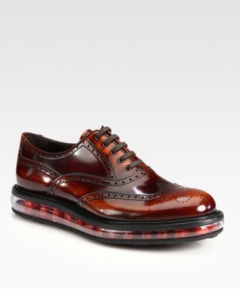 Prada Spazzolato Wingtip Laceups - Lyst
