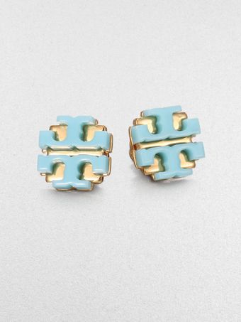 Tory Burch Enamel Large Logo Stud Earrings - Lyst