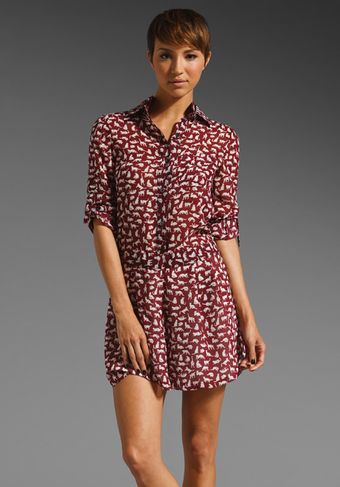 10 Crosby by Derek Lam Kitty Print Romper in Bordeaux - Lyst