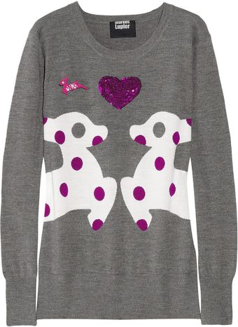 Markus Lupfer Loves Hillier Sequined Wool Deer Sweater - Lyst