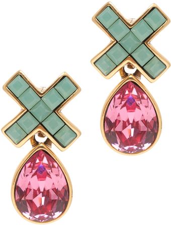 Oscar de la Renta Swarovski Pave X Drop Earrings - Lyst