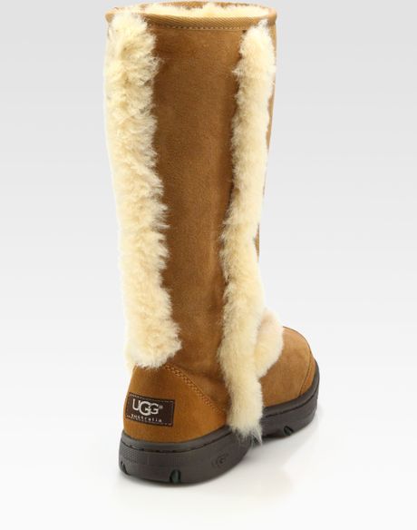 Ugg Shearling Trim Suede Tall Boots In Brown Chestnut Lyst 