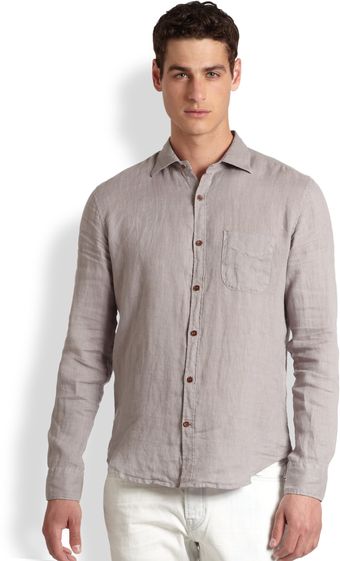 Vince Linen Buttondown Shirt - Lyst