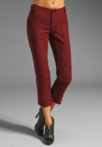 10 Crosby by Derek Lam Herringbone Cropped Slim Pant in Venetian - Lyst