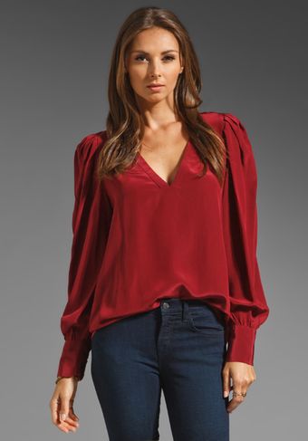 BCBGMAXAZRIA Long Sleeve Blouse in Merlot - Lyst