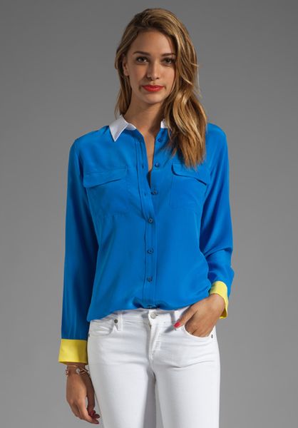 sheer blue blouse