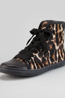 Lanvin Leopard Print Calf Hair Hi-Top Sneaker - Lyst