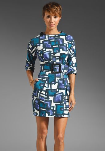 Milly Marion Belted Dress in Helio Multi - Lyst