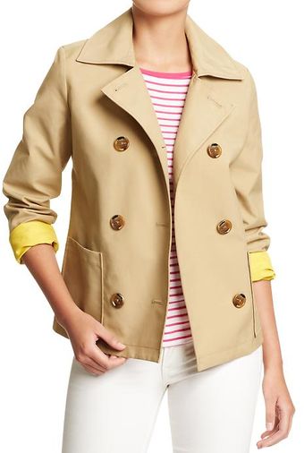 Old Navy Doublebreasted Canvas Raincoats - Lyst