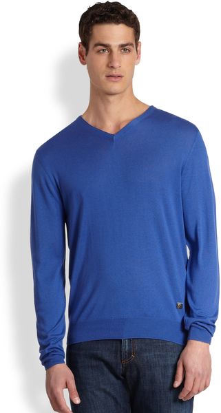 Versace Silk Vneck Sweater - Lyst