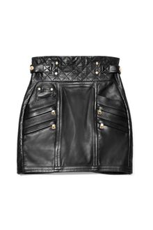 Balmain Quilted Leather Mini Skirt - Lyst