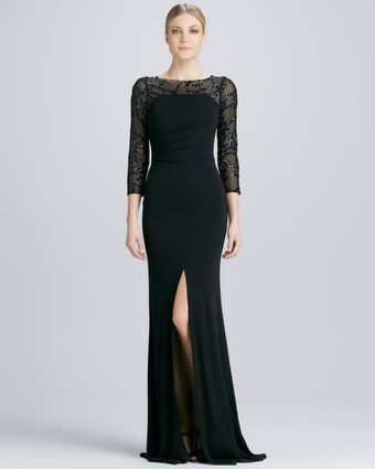 David Meister Sequined Sleeve Jersey Gown - Lyst
