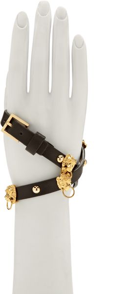 Fallon Braided Leather Bracelet with Pierced Lion Heads - Lyst