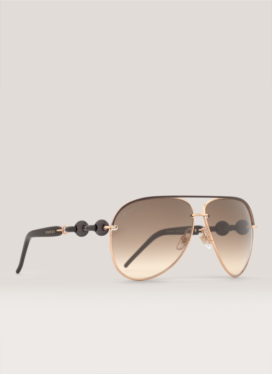 Gucci Aviator Sunglasses in White (Metallic) Lyst