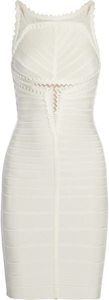 Hervé Léger Meshdetailed Bandage Dress - Lyst